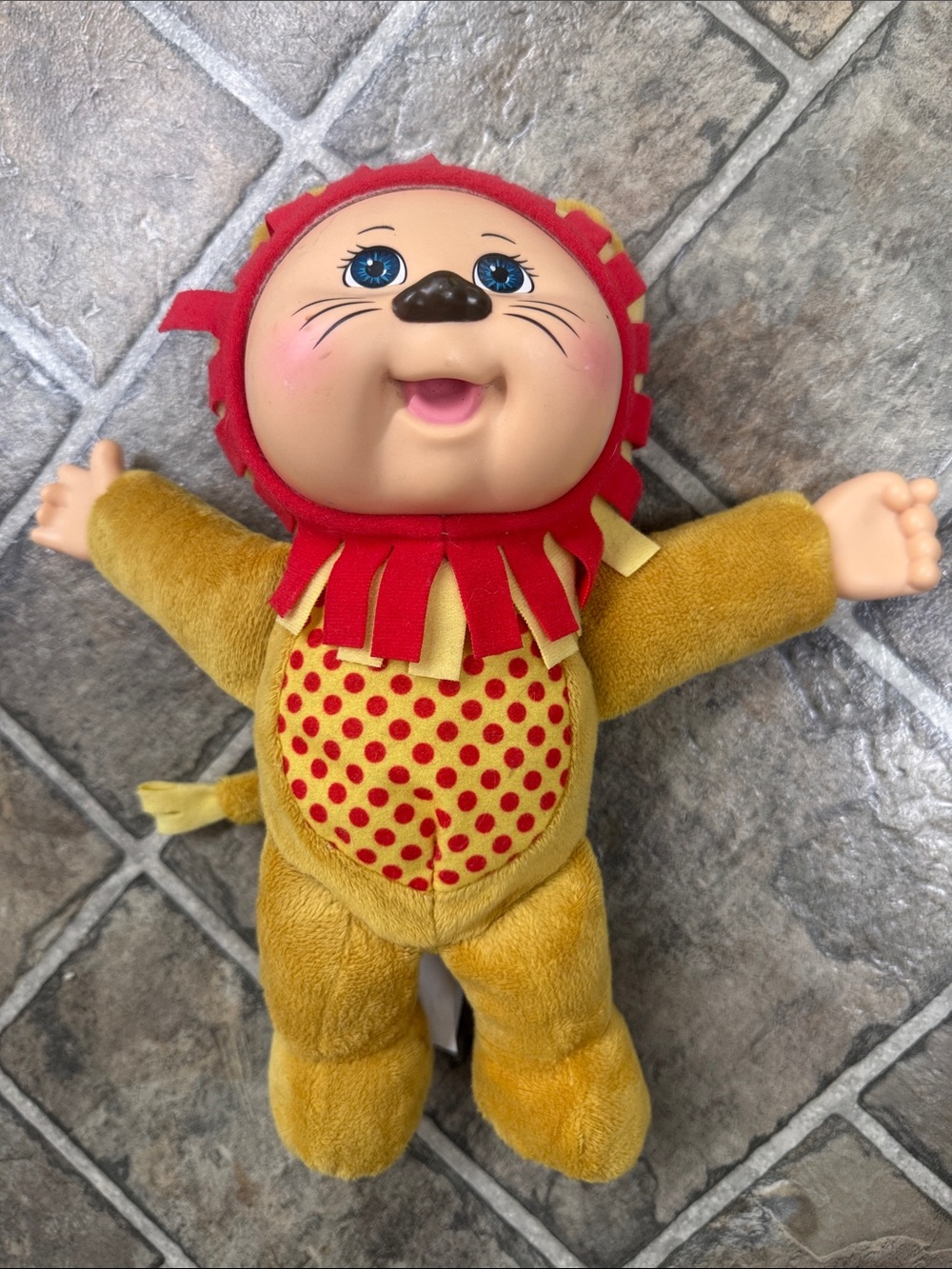 Cabbage Patch Kids Plush Yellow Lion Toy Doll with Red Mane and Polka-Dot Belly